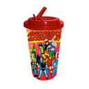 Silver Buffalo Marvel Avengers Assemble BPA-Free Plastic Flip Straw Cold Cup, 16 oz.