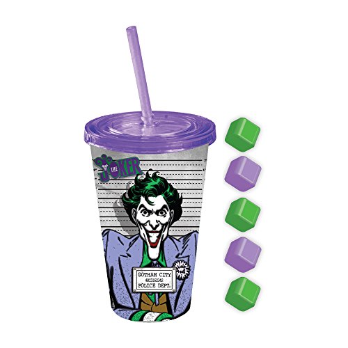 DC Comics Joker 16oz. Straw Cup with Square Ice Cubes - Kryptonite Character Store