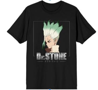 Dr. Stone - Camiseta negra de manga corta con dibujos animados de anime