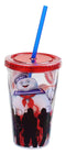 Ghost Buster - Red Carnival Cup with Red Lid & Blue 18oz Straw Cup