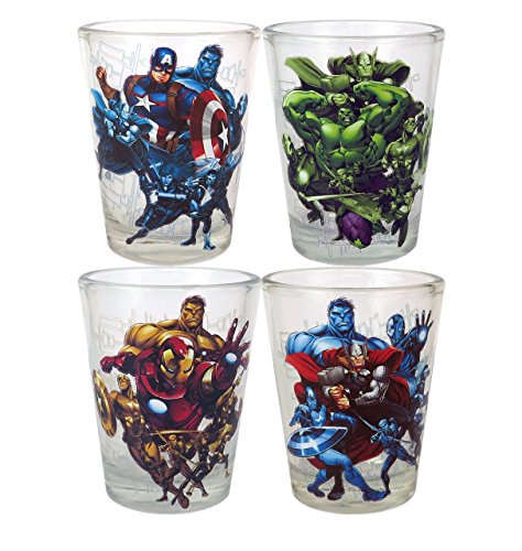 Cargue la imagen en el visor de la galería, Marvel Avengers Mini Glass 4-Pack - Kryptonite Character Store
