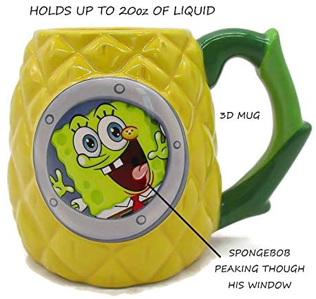 Silver Buffalo Ceramic Mug 3-D Sculpted, 20-Ounce, Spongebob Pineapple Window