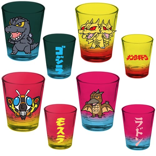 Godzilla Characters 2oz Shot Glass (4 Pack)