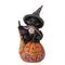 Mini Black Cat on Pumpkin - Halloween Miniature Figurine