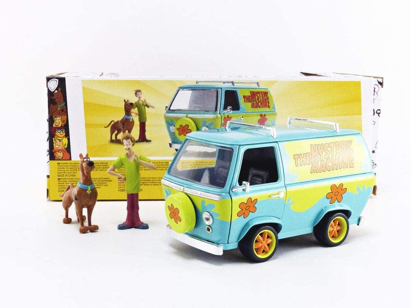 Chargez l&#39;image dans la visionneuse de la galerie, Scooby-Doo - Voiture moulée sous pression Mystery Machine 1:24 avec figurines Shaggy et Scooby de 2,75&quot; 
