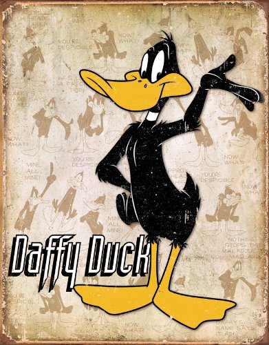 Daffy Duck Retro Layout Metal Sign - Kryptonite Character Store