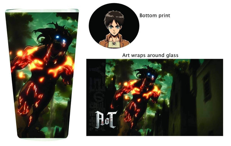 Attack on Titan Eren Glow in Dark Pint Glass Bottom Print Pint Glass - Kryptonite Character Store