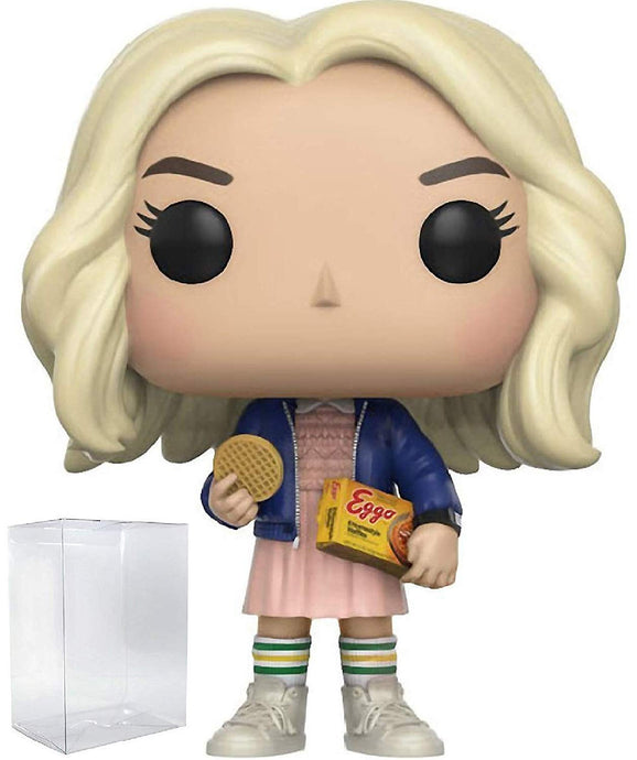 ¡Funko POP! TV: Stranger Things - Once con peluca con Eggos con estuche protector Pop Box (Edición limitada - Chase)