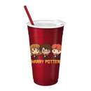 Harry Potter - Chibi Trio Dots 32oz Plastic Party Cup with Lid & Straw