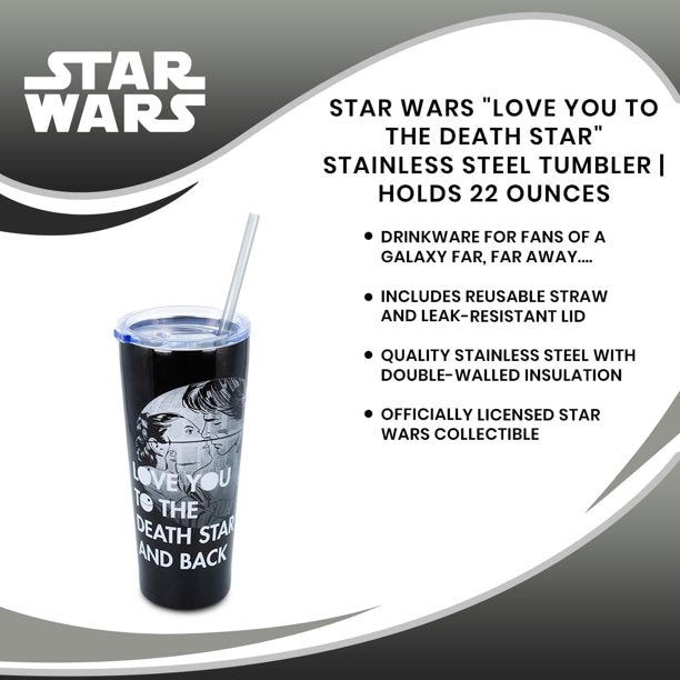 Cargue la imagen en el visor de la galería, Star Wars - Vaso de acero inoxidable &quot;Te amo hasta la estrella de la muerte&quot;
