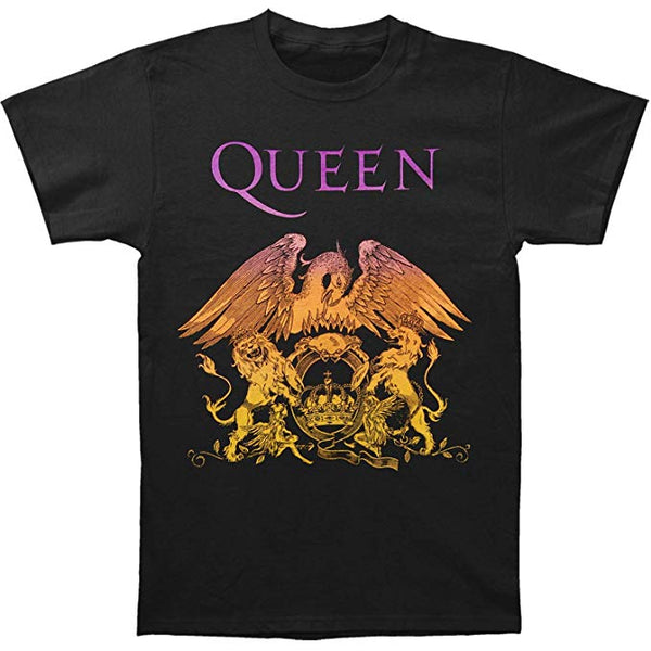 Queen - Camiseta negra ajustada con escudo degradado para hombre 