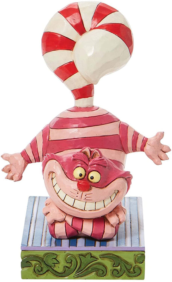 Disney: Cheshire - Figura decorativa con pose de personalidad de cola de bastón de caramelo de Jim Shore