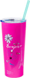 Aristocats Marie Doodle Flowers Double Walled Stainless Steel Tumbler with Straw