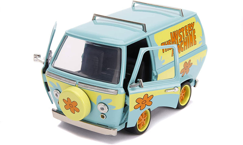 Chargez l&#39;image dans la visionneuse de la galerie, Scooby-Doo - Voiture moulée sous pression Mystery Machine 1:24 avec figurines Shaggy et Scooby de 2,75&quot; 
