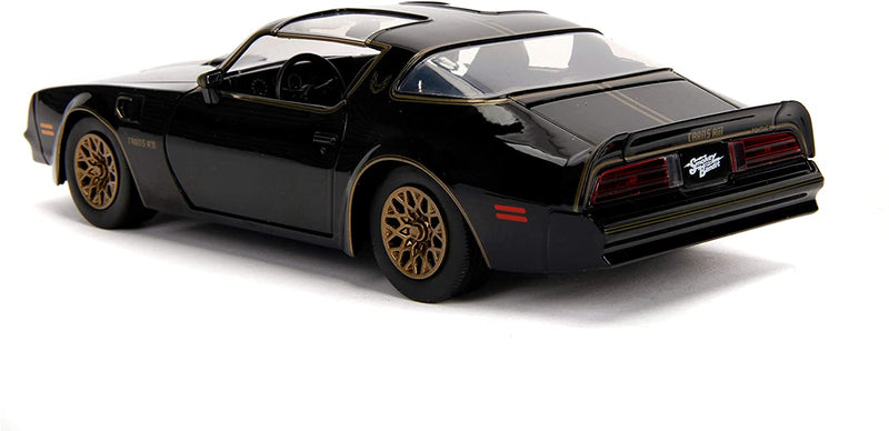 Chargez l&#39;image dans la visionneuse de la galerie, Hollywood Rides - Smokey and The Bandit Pontiac T-Top (1977, modèle de voiture moulé sous pression à l&#39;échelle 1/32, noir/or) 
