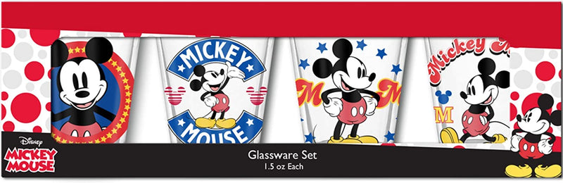 Disney - Vasos de chupito clásicos de Mickey Mouse de 1,5 oz (paquete de 4) 