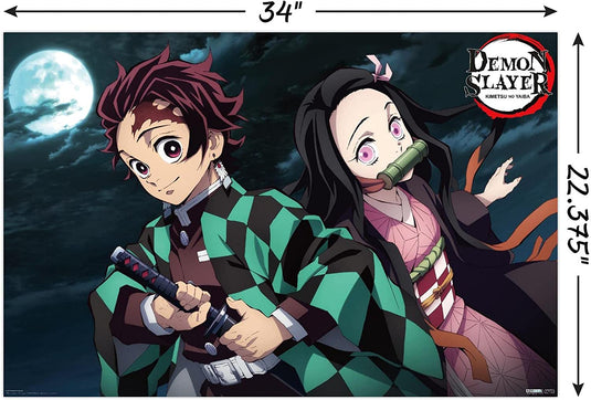 Demon Slayer (Kimetsu no Yaiba) - Tanjiro y Nezu Póster 