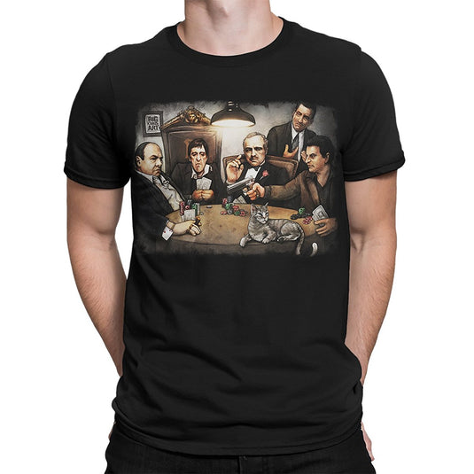 The Godfather Down Art  Gangster's Playing Poker Black T-Shirt