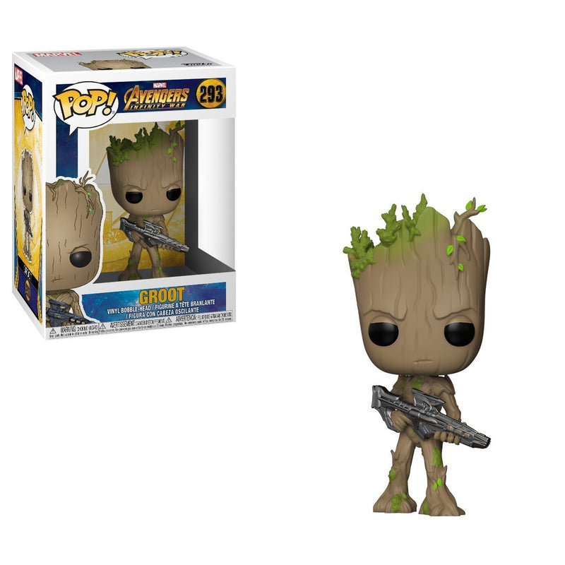 Cargue la imagen en el visor de la galería, Funko Pop Marvel: Avengers Infinity War-Teen Groot with Gun Collectible Figure, Multicolor - Kryptonite Character Store
