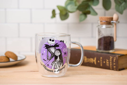 Disney: Pesadilla antes de Navidad - Taza de cristal con asa brillante Forever and Always 