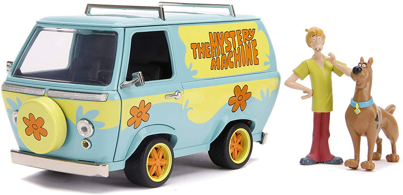 Chargez l&#39;image dans la visionneuse de la galerie, Scooby-Doo - Voiture moulée sous pression Mystery Machine 1:24 avec figurines Shaggy et Scooby de 2,75&quot; 
