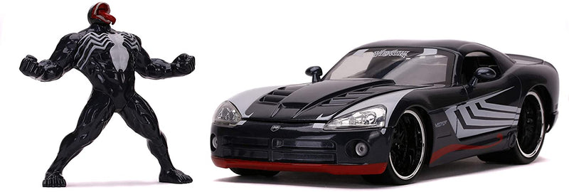 Marvel Comics - Dodge Viper coche fundido a escala 1:24 con figura de Venom de 2,75" 