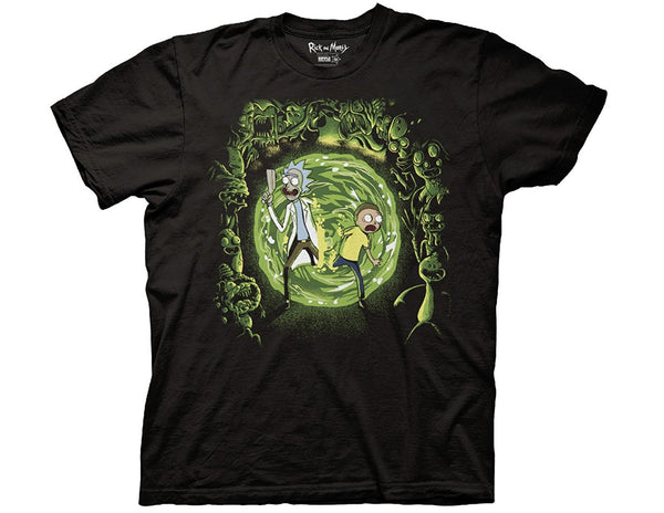 Rick and Morty - Portal and the Monsters Adult Fitted T-Shirt - Kryptonite Character Store