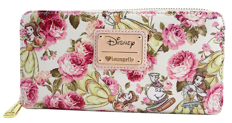 Disney: Beauty and the Beast - Belle Mrs. Potts Pink Peony Floral Wallet, Loungefly