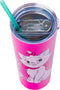 Aristogatos Marie Doodle Flowers Vaso de acero inoxidable de doble pared con pajita 