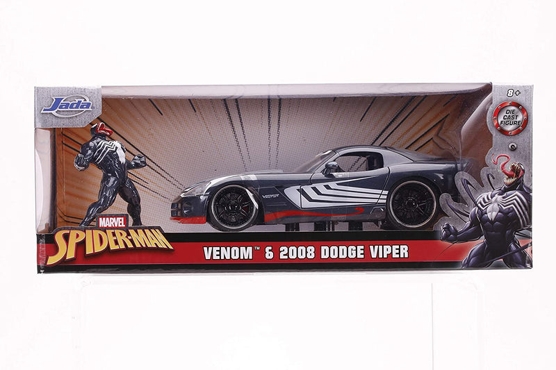 Marvel Comics - Dodge Viper coche fundido a escala 1:24 con figura de Venom de 2,75" 