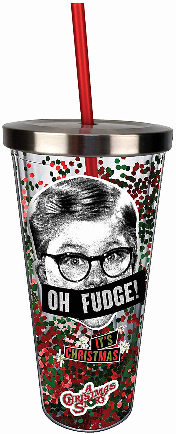 A Christmas Story - Oh Fudge Glitter Cup with Straw