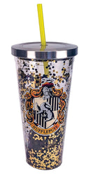 Harry Potter Hufflepuff Yellow Glitter 20 oz Acrylic Double Walled Tumbler Cup
