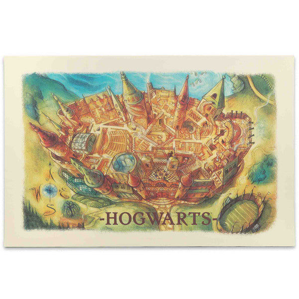 Harry Potter – Décoration murale sur toile tendue avec galerie de cartes de Poudlard