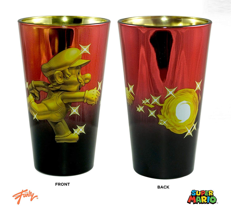 Super Mario Bros - Metallic Metal Mario Foil-Printed 16oz Pint Glass