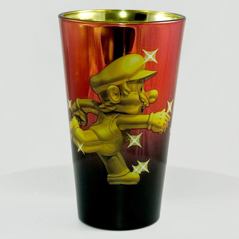 Super Mario Bros - Metallic Metal Mario Foil-Printed 16oz Pint Glass