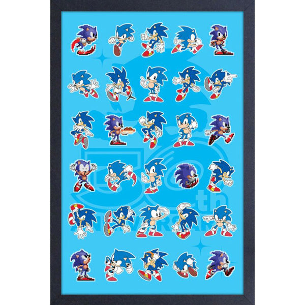 Sonic the Hedgehog: 30th Poses - Through the Years 11″ x 17″ Framed Print