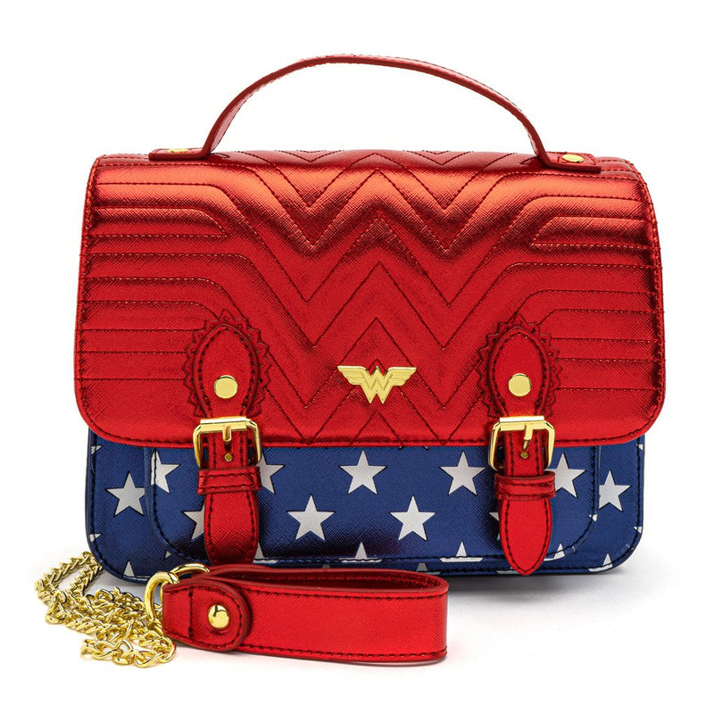 DC Comics Wonder Woman Red White & Blue Gold Chain Crossbody Bag