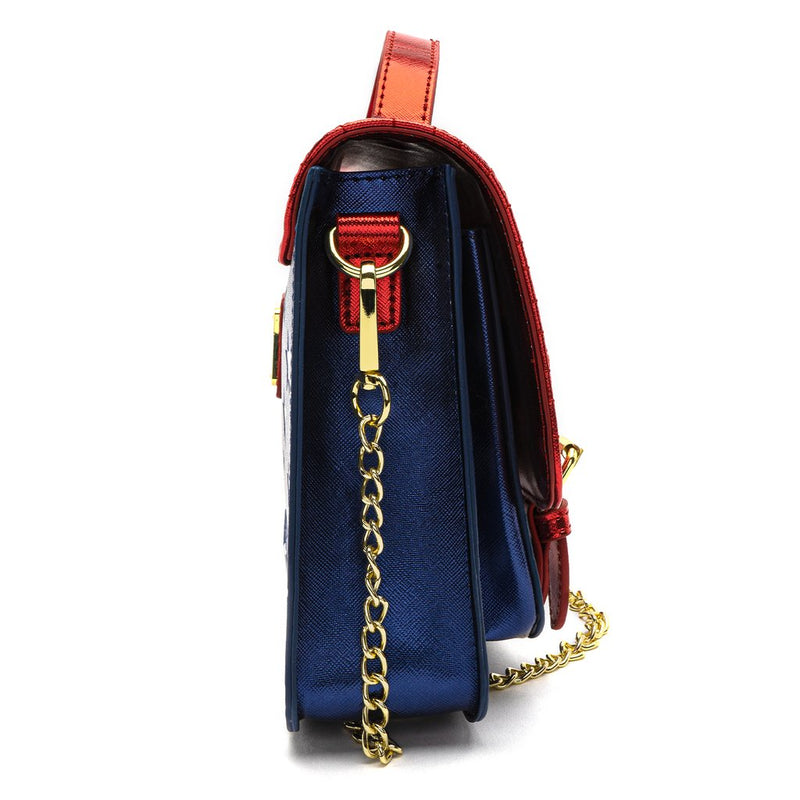 DC Comics Wonder Woman Red White & Blue Gold Chain Crossbody Bag