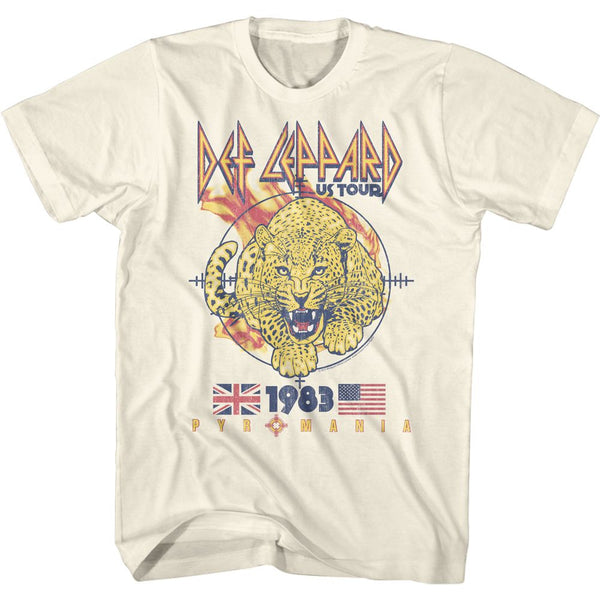 Def Leppard - T-shirt blanc léopard Pyromania 1983