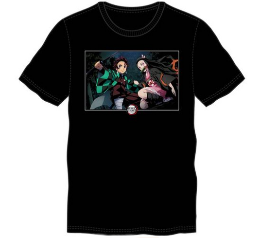 Demon Slayer (Kimetsu no Yaiba) - Nezuko Kamado & Tanjiro Kamado Black T-Shirt