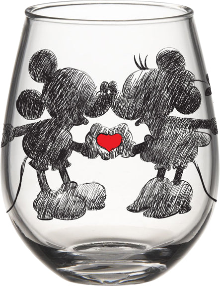 Silver Buffalo Disney Minnie & Mickey Kiss Hearts Stainless Steel Tumbler