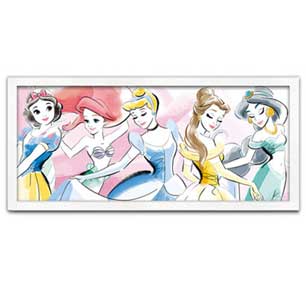 Disney: Princesses - Watercolor Group Gel Coat 8'' x 12'' Framed MDF Wall Art