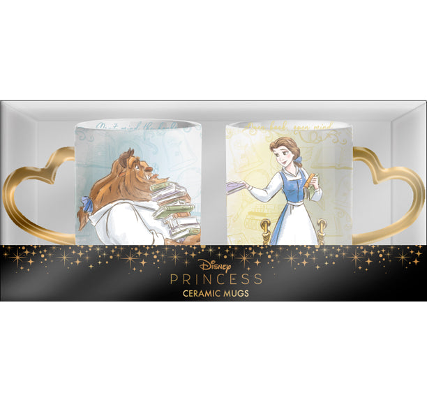 Disney: Princess Belle - Beast Don't Mind the Books Shaped Metallic Handle 14oz Ceramic Mug