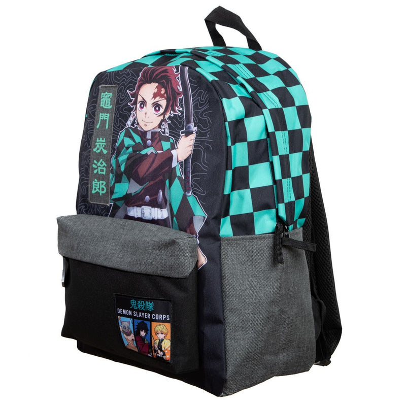 Cargue la imagen en el visor de la galería, Demon Slayer Checker Print Backpack - Kryptonite Character Store
