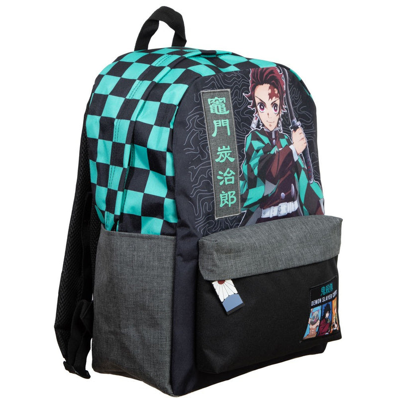 Cargue la imagen en el visor de la galería, Demon Slayer Checker Print Backpack - Kryptonite Character Store
