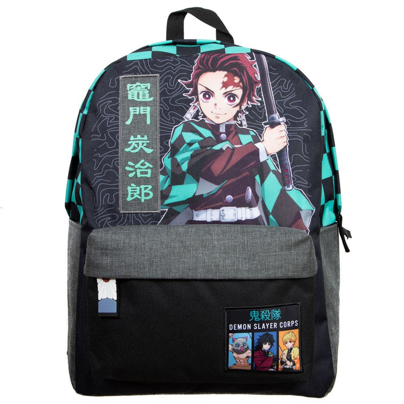 Cargue la imagen en el visor de la galería, Demon Slayer Checker Print Backpack - Kryptonite Character Store
