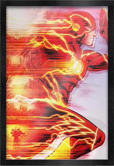 DC Comics: The Flash - Speed Blur Mondage 13" x 19" Framed Lenticular Wall Art