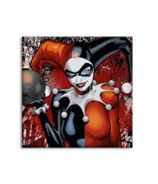DC Comics: Harley Quinn - Black Red and White 12'' x 12'' Canvas Wall Art