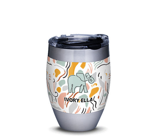Ivory Ella - Abstract Elephant Stainless Steel With Hammer Lid 12 Oz - Kryptonite Character Store