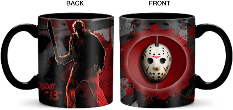 Jason Bloody Mask Ceramic Mug with Spinner, 20-Ounce, Black/Red - Kryptonite Character Store